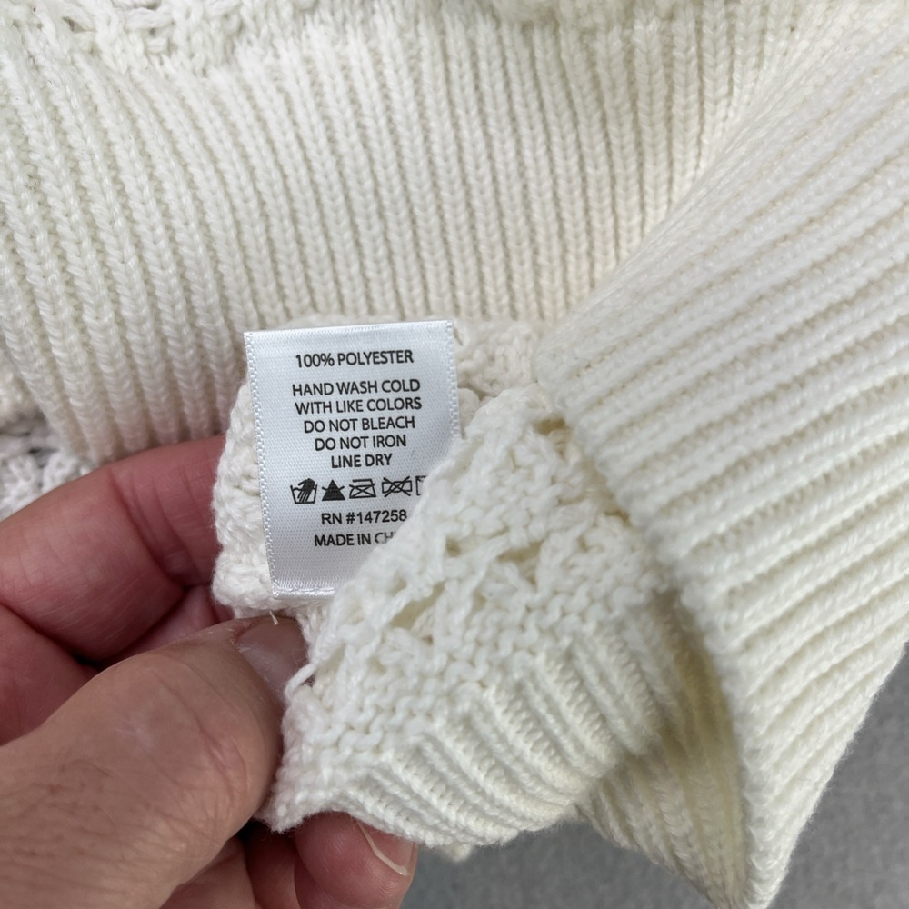 Simply Southern Womens XL Cream Open Knit Sweater Vest 1/4 Zip Sleeveless - Picture 7 of 13